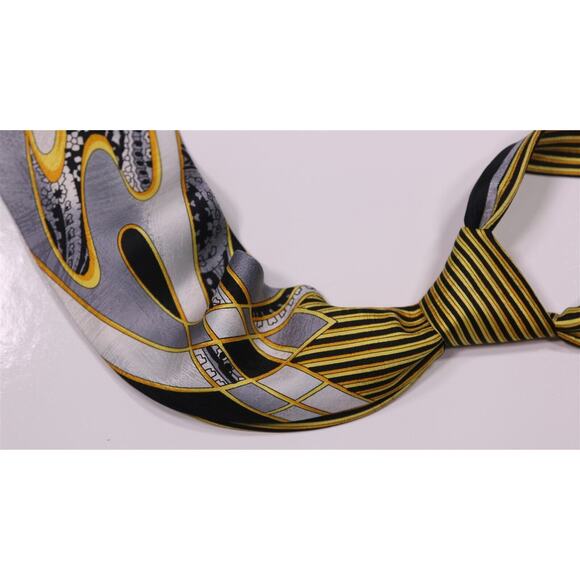 Vitaliano Pancaldi Italy Vintage 90s Gold/Black Silk Necktie Tie - Picture 5 of 6